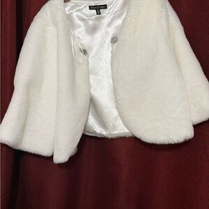 Park & Main Ivory Faux Fur Bolero Jacket XL Bridal Formal